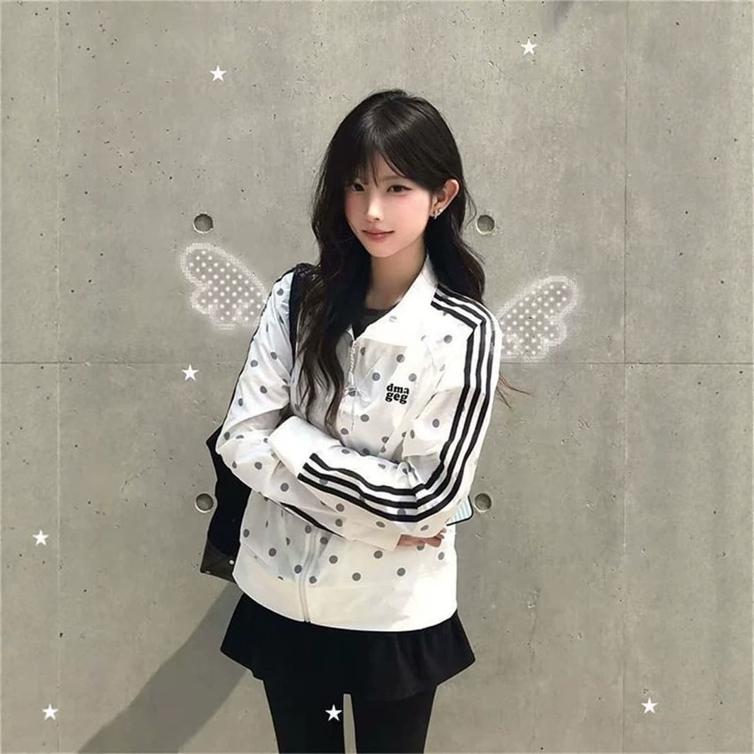 Polka Dot Sun Protection Jacket Women Summer New Korean Sporty Striped Outdoor Lightweight UV Protective Coat