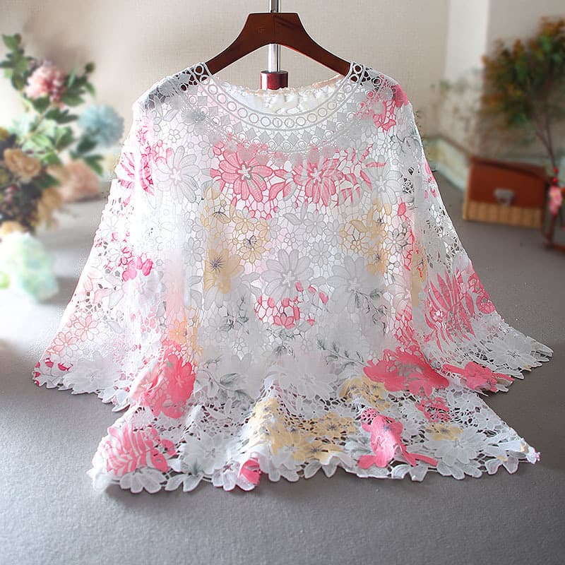 Summer Sweet Fresh Style Lace Top Sheer Breathable Loose Casual Designer Blouse Women's Top