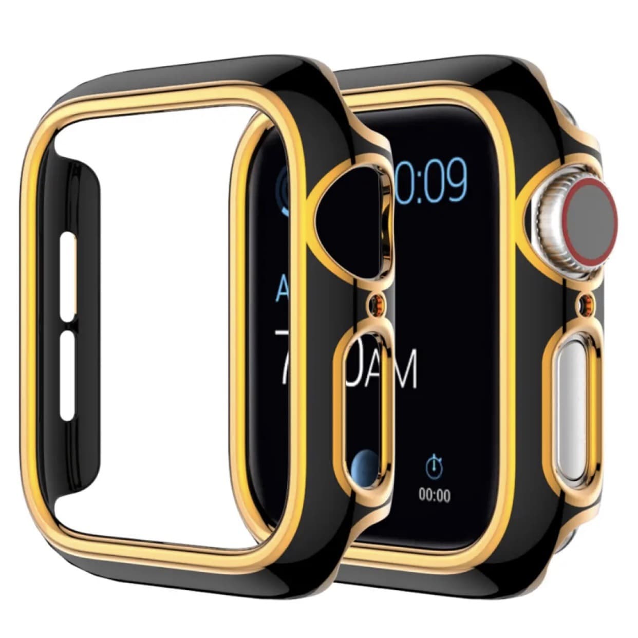 Compatible Apple Watch S10 Suspended Carved Watch Case iWatch 9 Laser Engraved PC Electroplated Dual-Color Hollow Watch Case