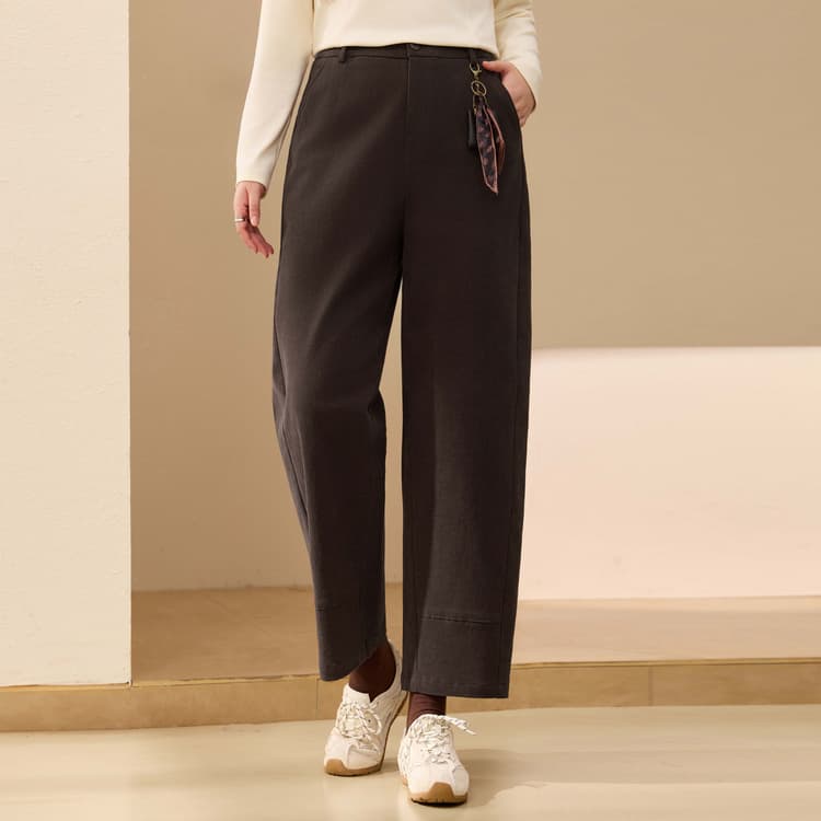 【Fleece-Lined Warm Pants】Xianlixiu Plus Size Women's Simple Commuter Casual Pants for Curvy Women, 2025 Winter New Arrival