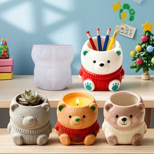 Yindian Bear Aromatherapy Plaster Cup Mold DIY Resin Storage Cup Flower Pot Ornament Silicone Mold