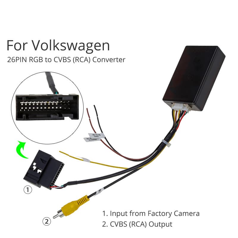 RGB to AV camera decoder is suitable for Volkswagen RCD510/RNS510/RNS315 rear view DVD decoder