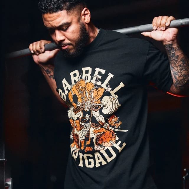 Barbell Squad Sports T-Shirt Men Summer New Simple Loose Short Sleeve Training Fitness Pure Cotton Top