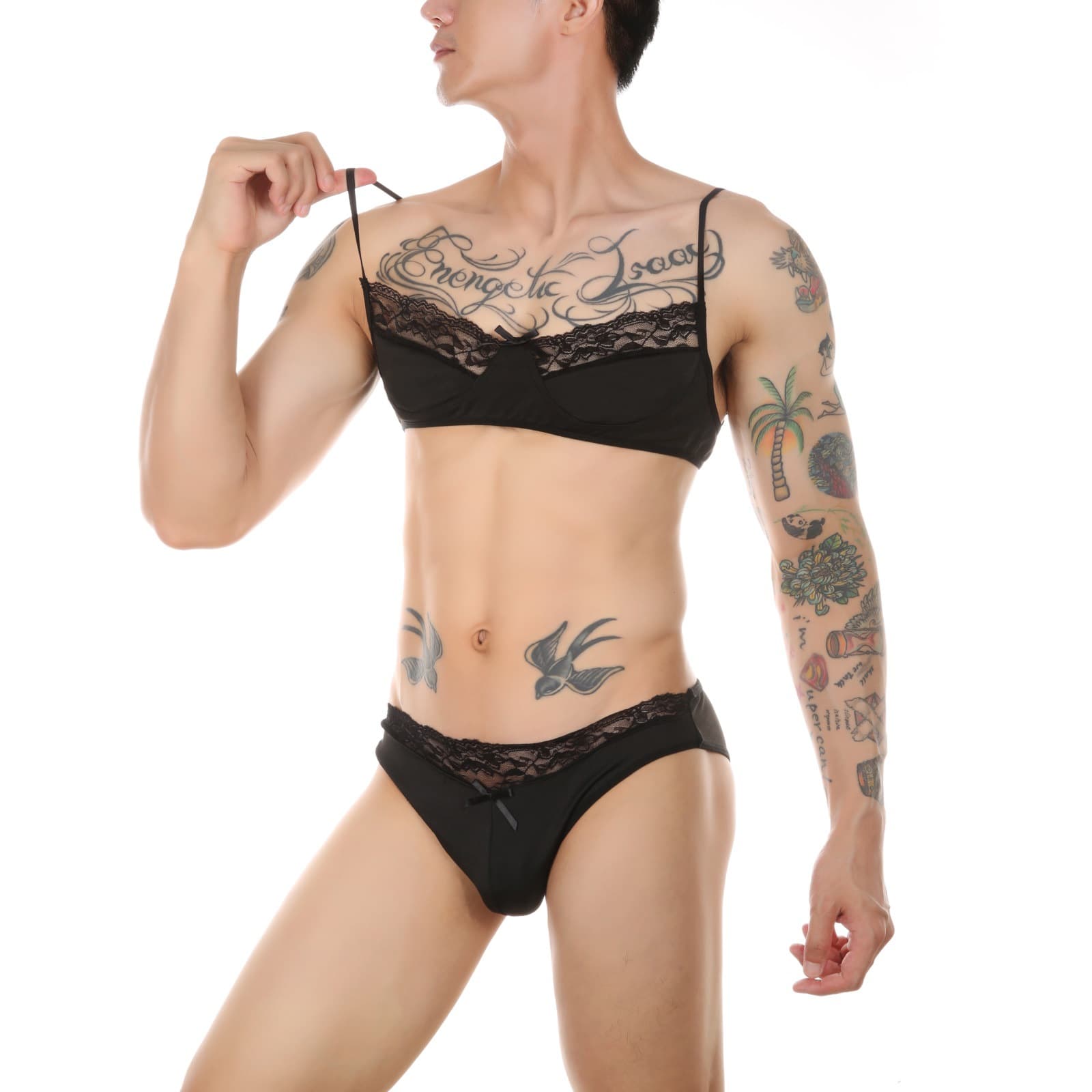 Amazon Best Seller Crossdressing Bra for Men Lingerie Set Sexy Lace Intimate Apparel Wholesale for Europe and America