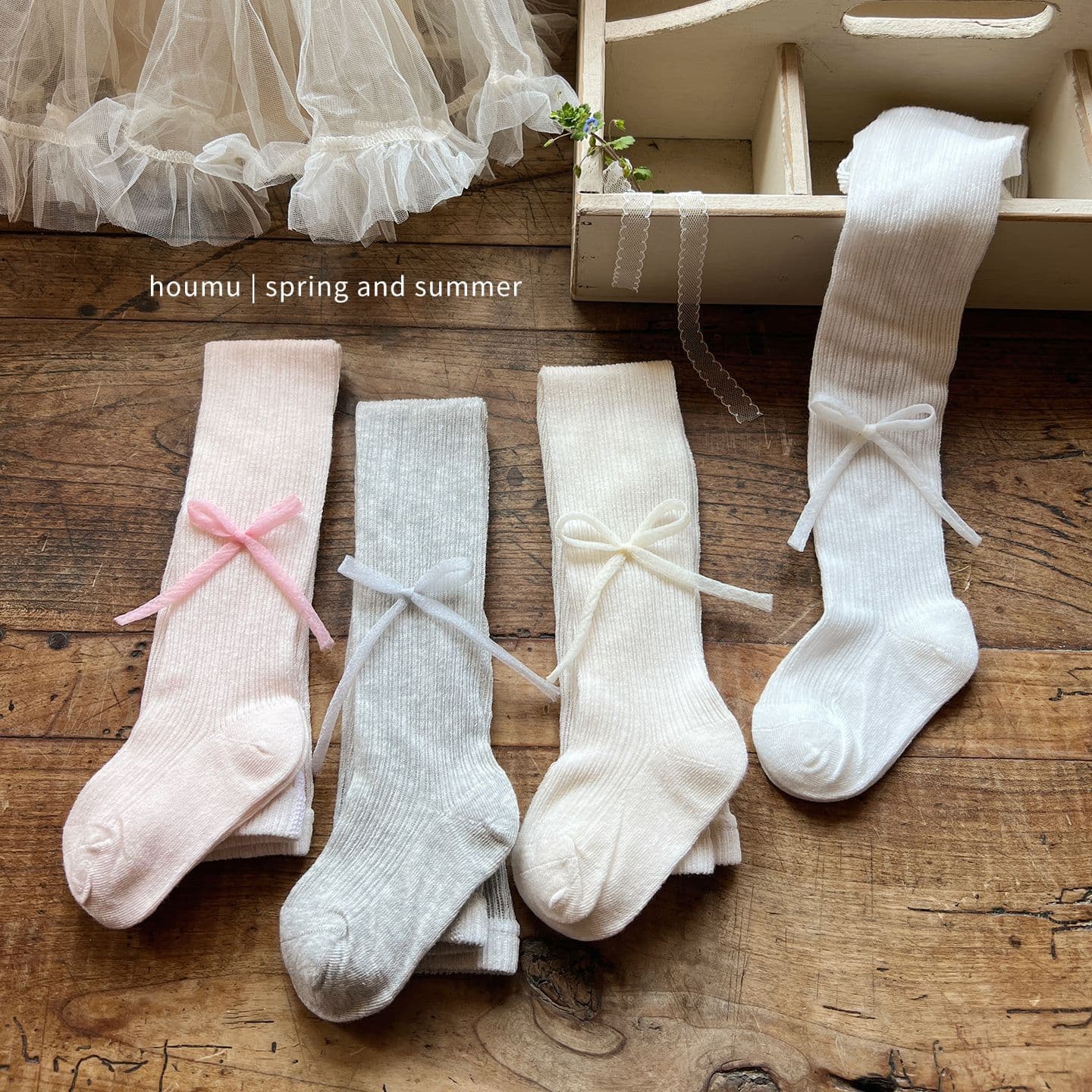 Girls' Leggings Summer Ultra-Thin Seamless Children's Tights Korean Style Stylish Bow Girls Baby Base Socks