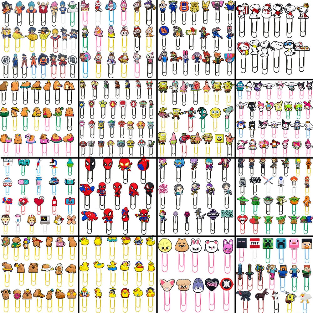 Temu Set Paperclip Set Colorful Clips Student Stationery Bookmark Large Creative Page Clips Bestseller