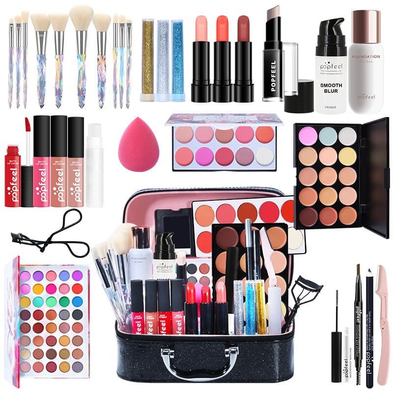 Popfeel Full Set Eye Shadow Lipstick Blush Foundation Cosmetic Box Combination Kit014 Beauty Makeup Kit Face Paint Palette