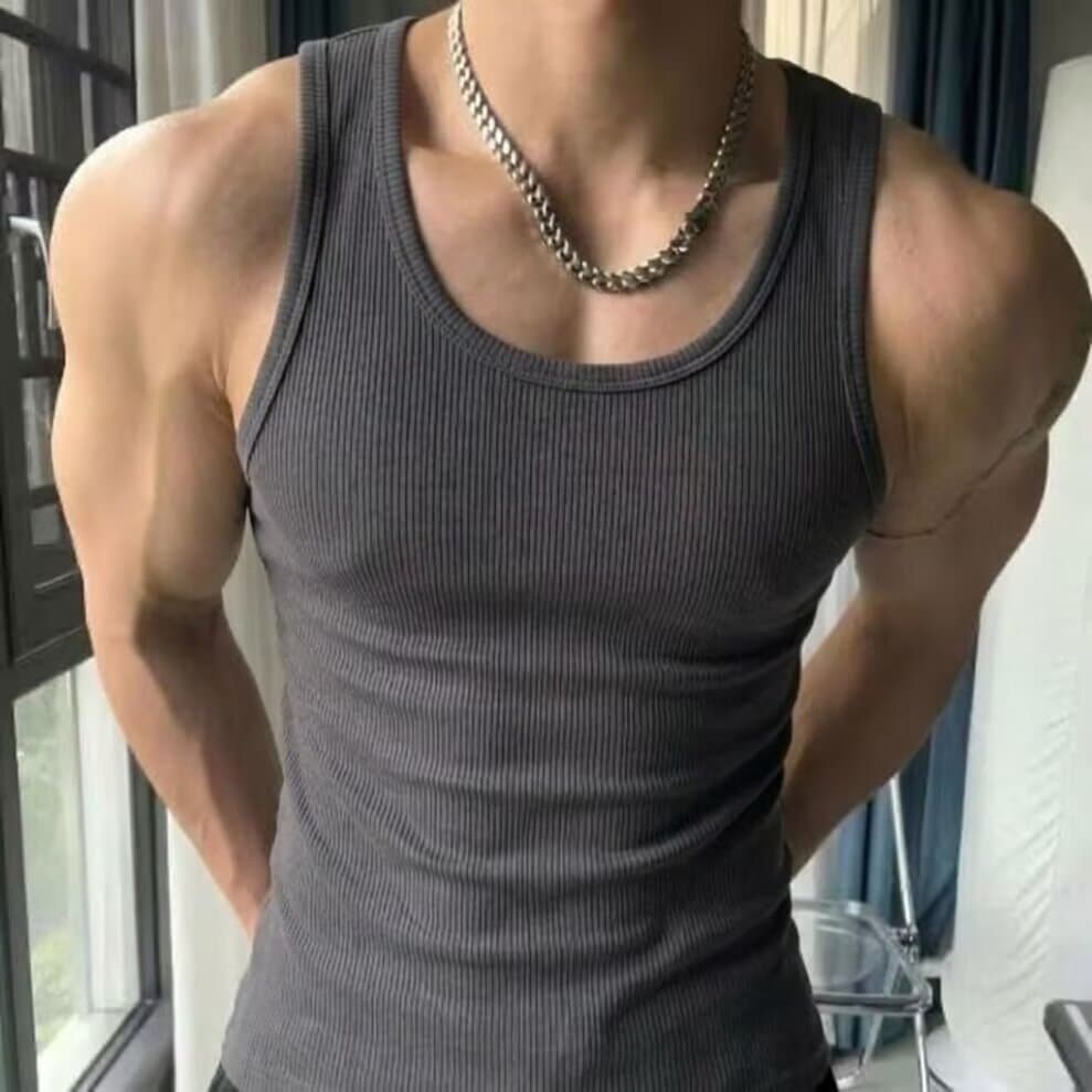 Threaded sports fitness vest men's summer American style vest sleeveless t-shirt muscle training old man undershirt men's clothing