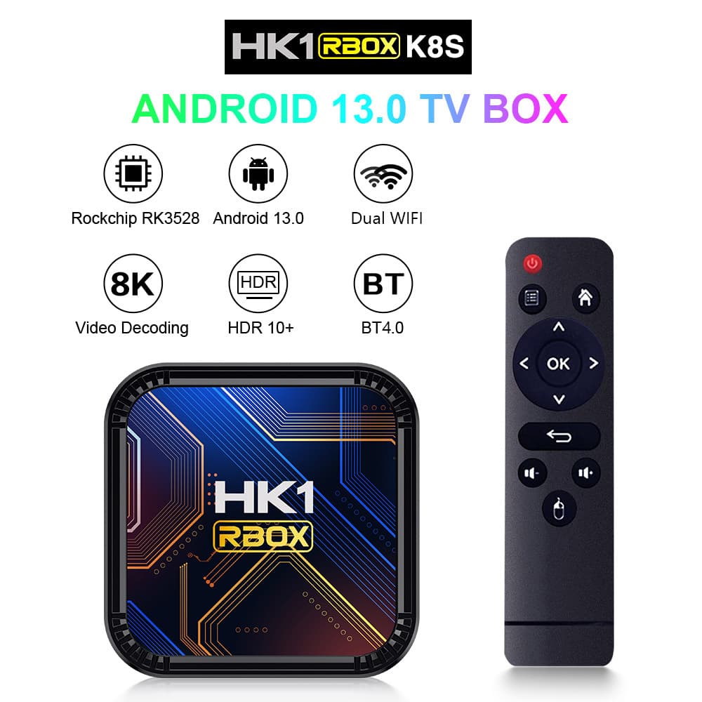 HK1 RBOX K8S Android 13 TV BOX 8K Dual-Band WiFi Network Player 3528