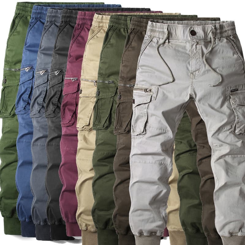 2024 Spring/Summer New Style Wholesale Men's Cargo Pants Long Pants Fashion Casual Solid Color Cargo Pants 8017 Plus Size