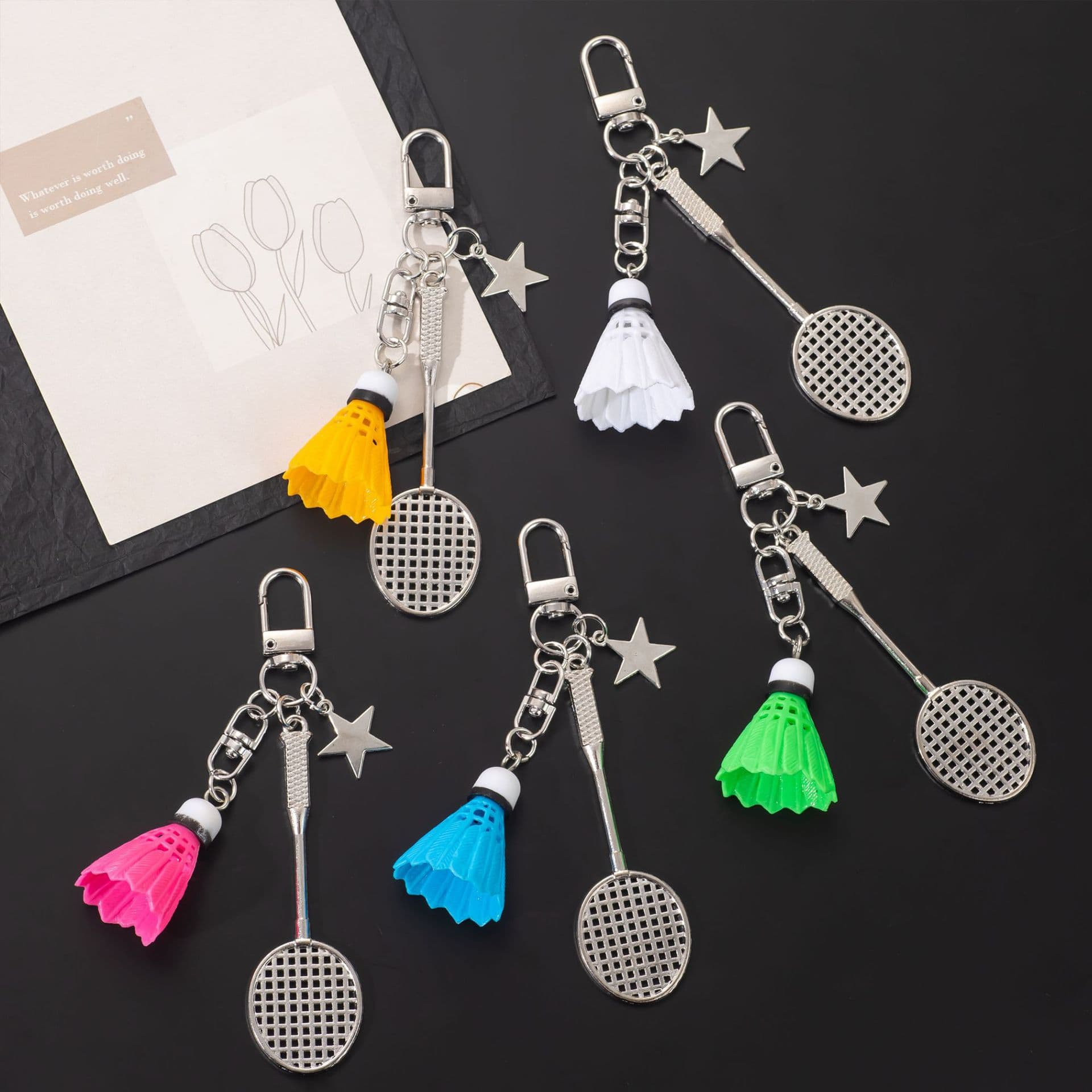 New mini badminton pendant key chain key backpack pendant sports souvenir key chain