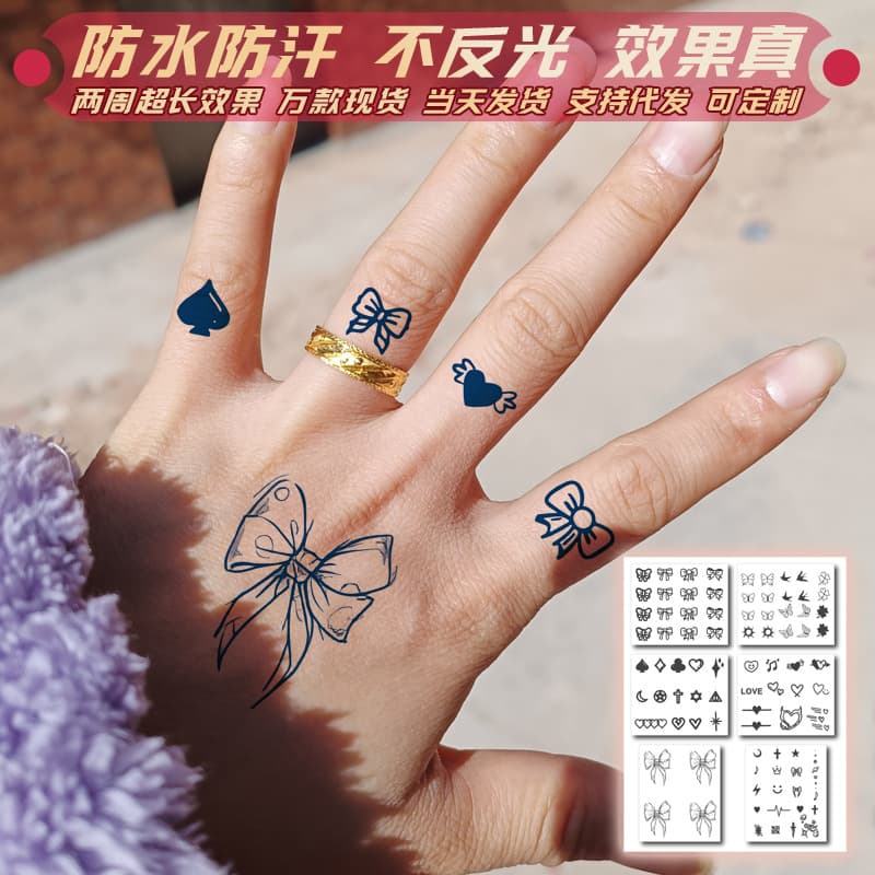Herbal Juice Semi-Permanent Finger Tattoo Sticker, INS Fresh Style Semi-Permanent Small Pattern Finger Sticker