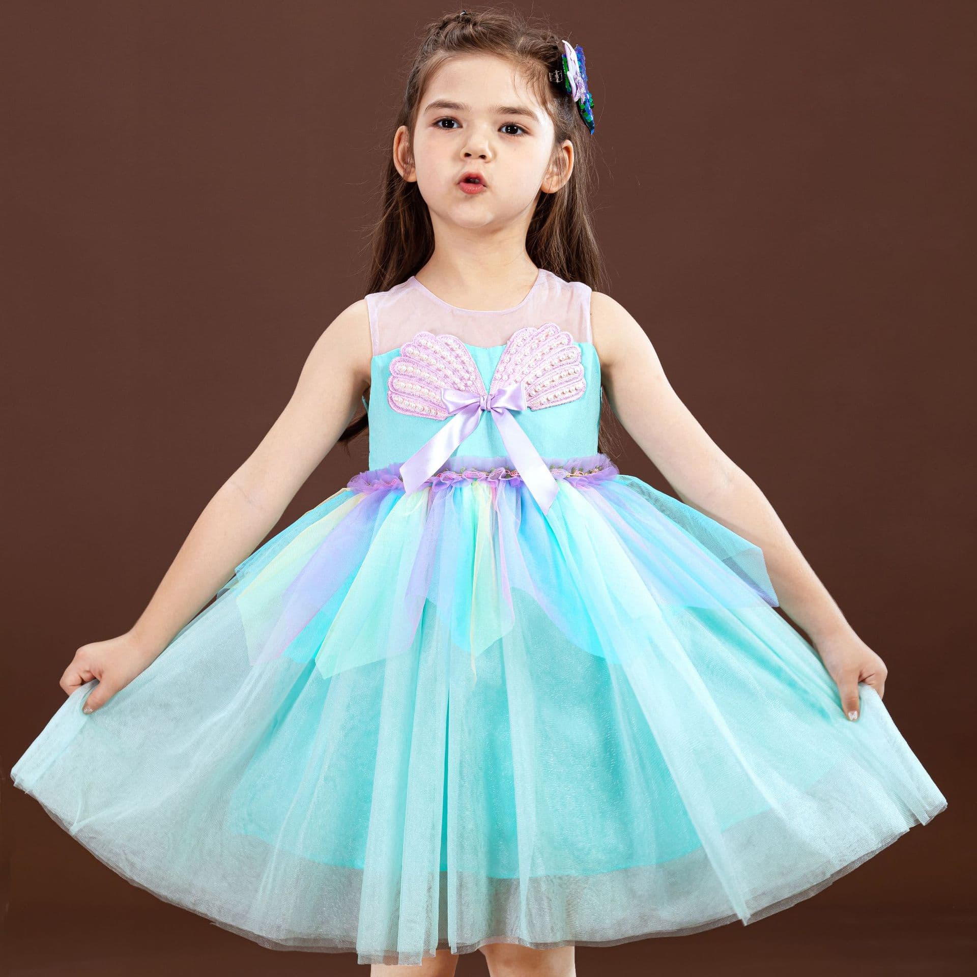 Clearance New Pearl Shell Mermaid Princess Dress Ins Girls Birthday Party Gown for Children