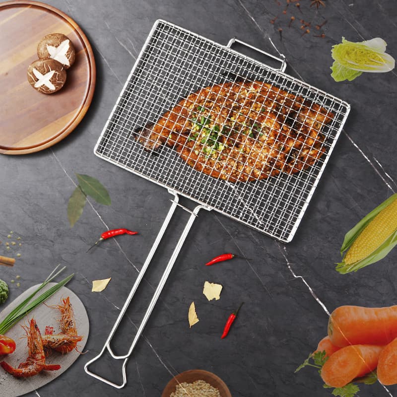 Thickened grilled fish clips stainless steel barbecue clips grilled fish net round household barbecue clips grilled vegetable clips commercial grilled fish clips