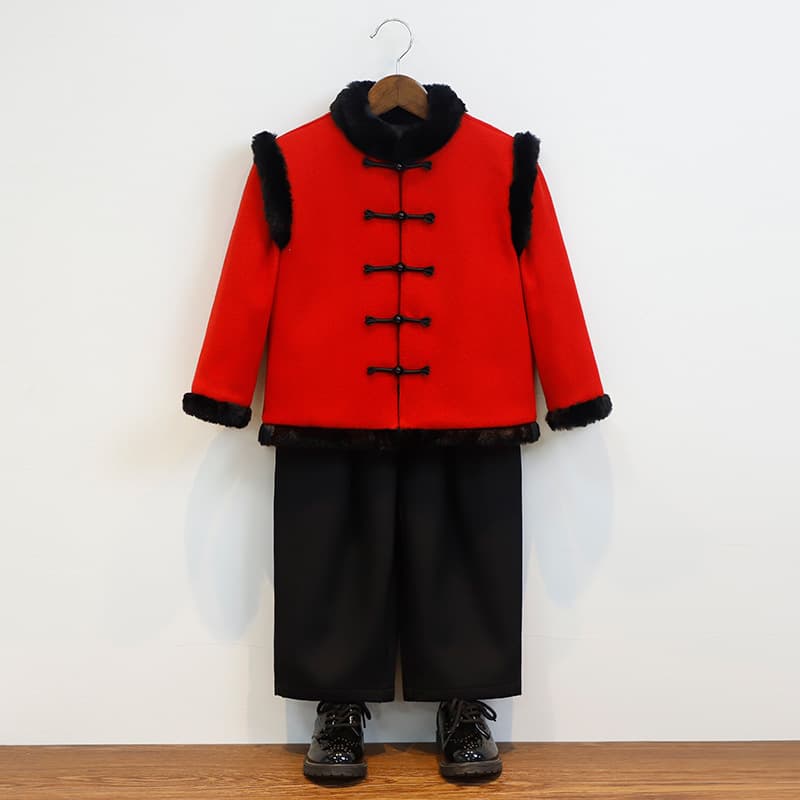 Boys Chinese New Year Outfit Autumn Winter - Tang Suit Quilted Warm Cotton, New Year Performance Wear