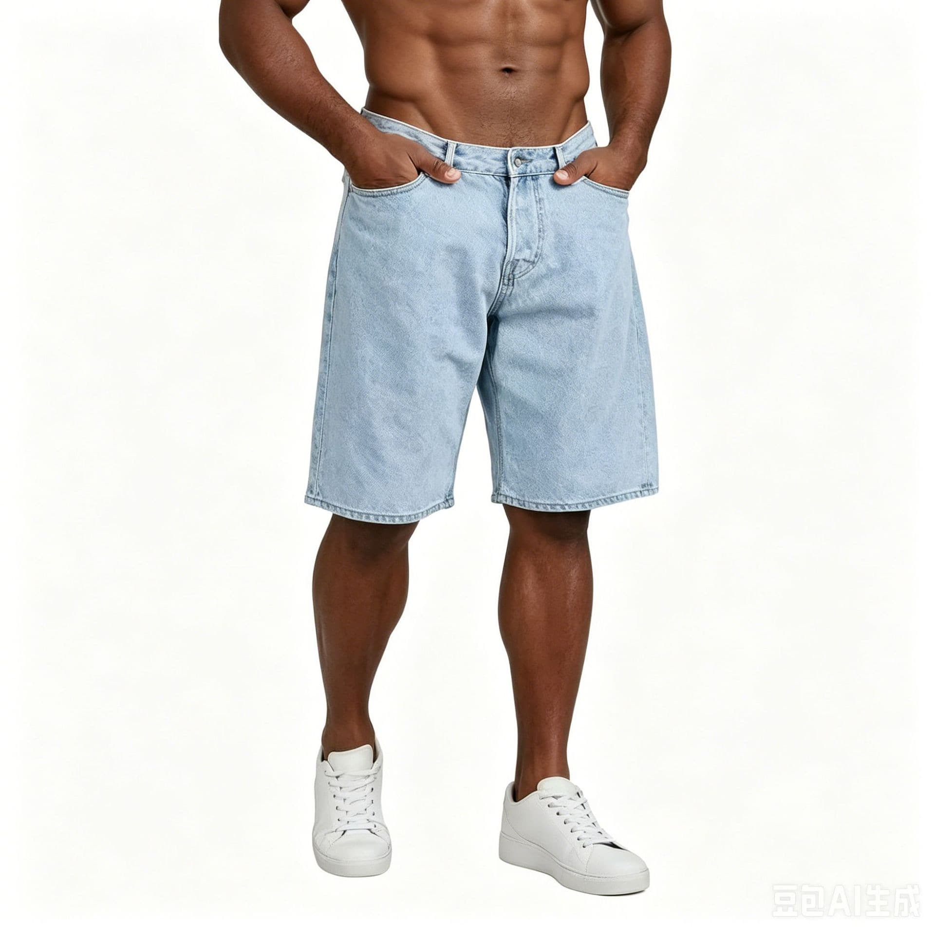 Cross-border foreign trade light-colored jeans summer thin 2026 new loose straight high-waist slim men's five-point pants