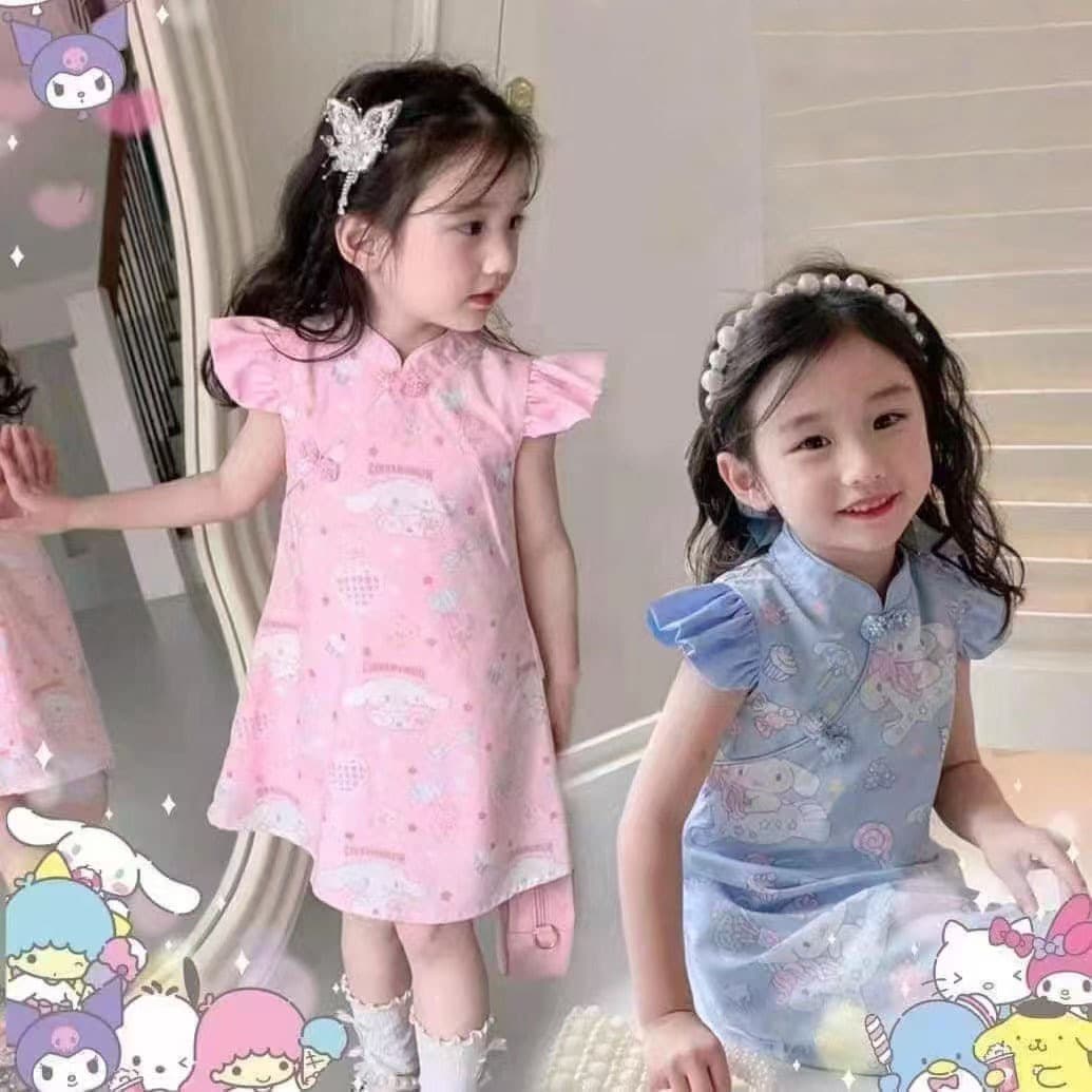 Girl's Summer Dress, 2025 New Arrival, National Style New Chinese Hanfu, Children's Princess Dress, Large Size Fashionable Cheongsam