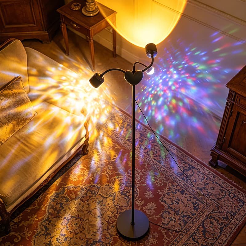 Double-Headed Water Ripple Floor Lamp USB Colorful Atmosphere Light Internet Celebrity Sunset Red Live Broadcast Room Background Water Ripple Light
