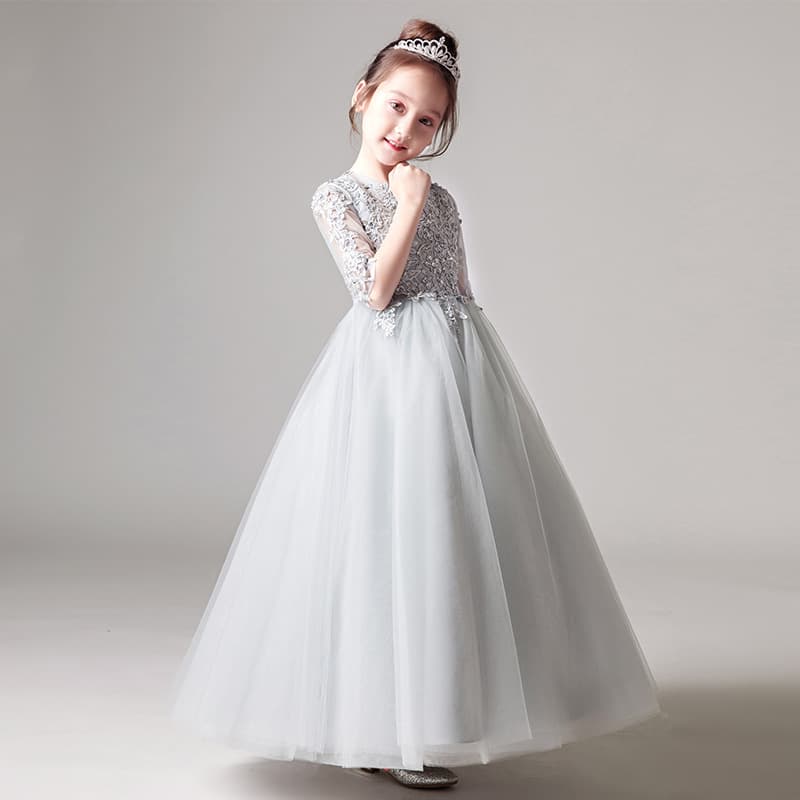 Girls Princess Dress Tutu Flower Girl Piano Performance Outfit Little Host Birthday Catwalk Evening Gown Wedding Dress