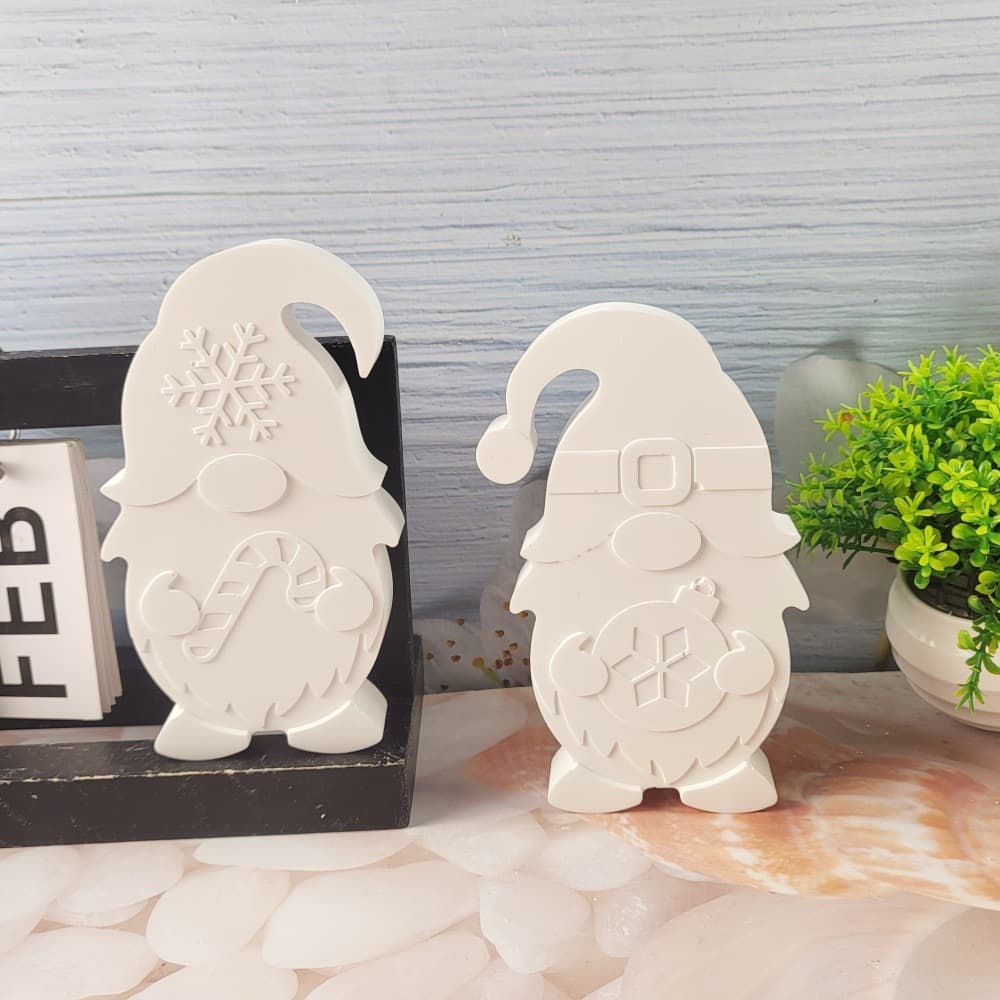 S0429 Christmas Gnome Two-Piece Set Ornament Decoration Cement Plaster Mold DIY Silicone Mold