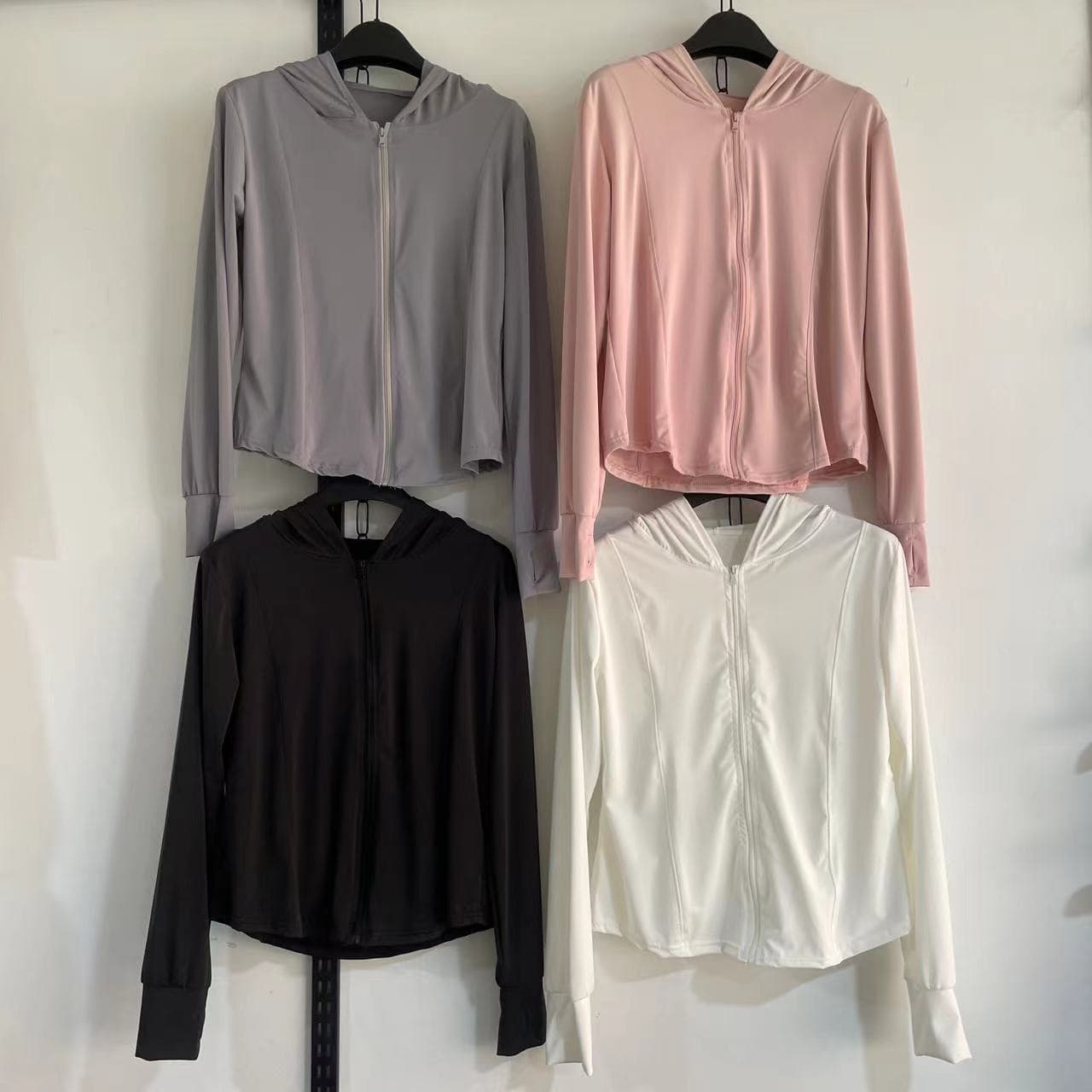 Summer Sports Slim Fit Sun Protection Yoga Jacket for Women, Hooded UV-Blocking Ice Silk Cool Touch Fabric