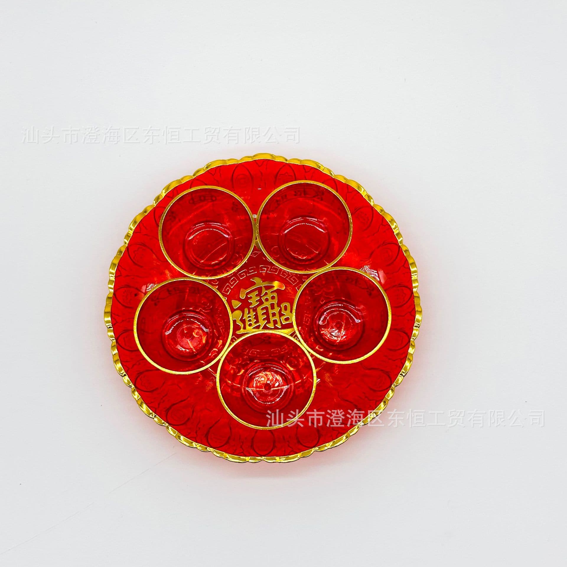 Dongheng DH-2416 5-Cup 1-Tray Set, Direct Supply Buddhist Supplies, Plastic Crystal Resin Fruit Dish for Altar