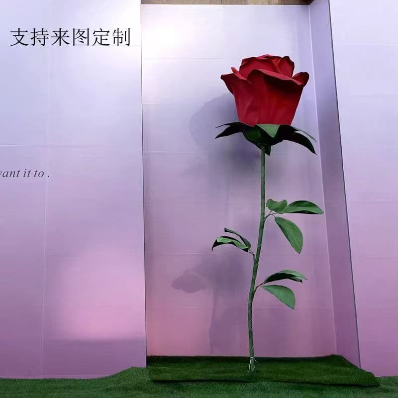 Giant simulated rose flower decoration, paper art for shopping mall windows, wedding decorations, artificial flowers for store layout