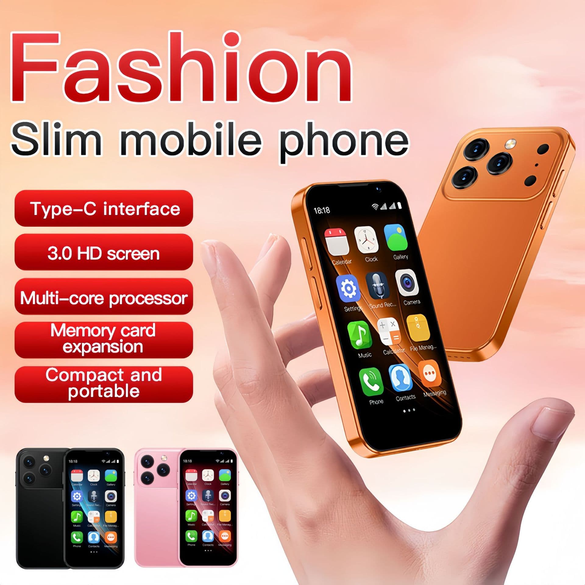 Cross-border 3.0 Screen Mini 17 Smart Small Phone 3G Network WiFi Google XS18 Pro Android 9 Quad-Core Camera