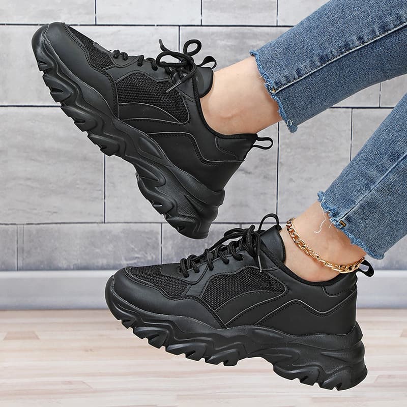 Women's Thick-Soled Torre Shoes Breathable Comfortable Sneakers Trendy Black All-Match Casual Shoes Couple's Outdoor Trendy Shoes