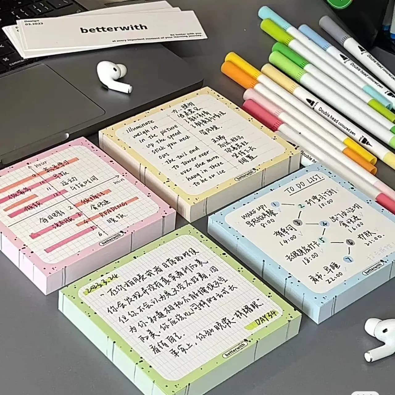 Xiaohongshu Same Style Sticky Notes, Instagram Aesthetic Cream-colored Sticky Notes, Adhesive Creative Splatter Design