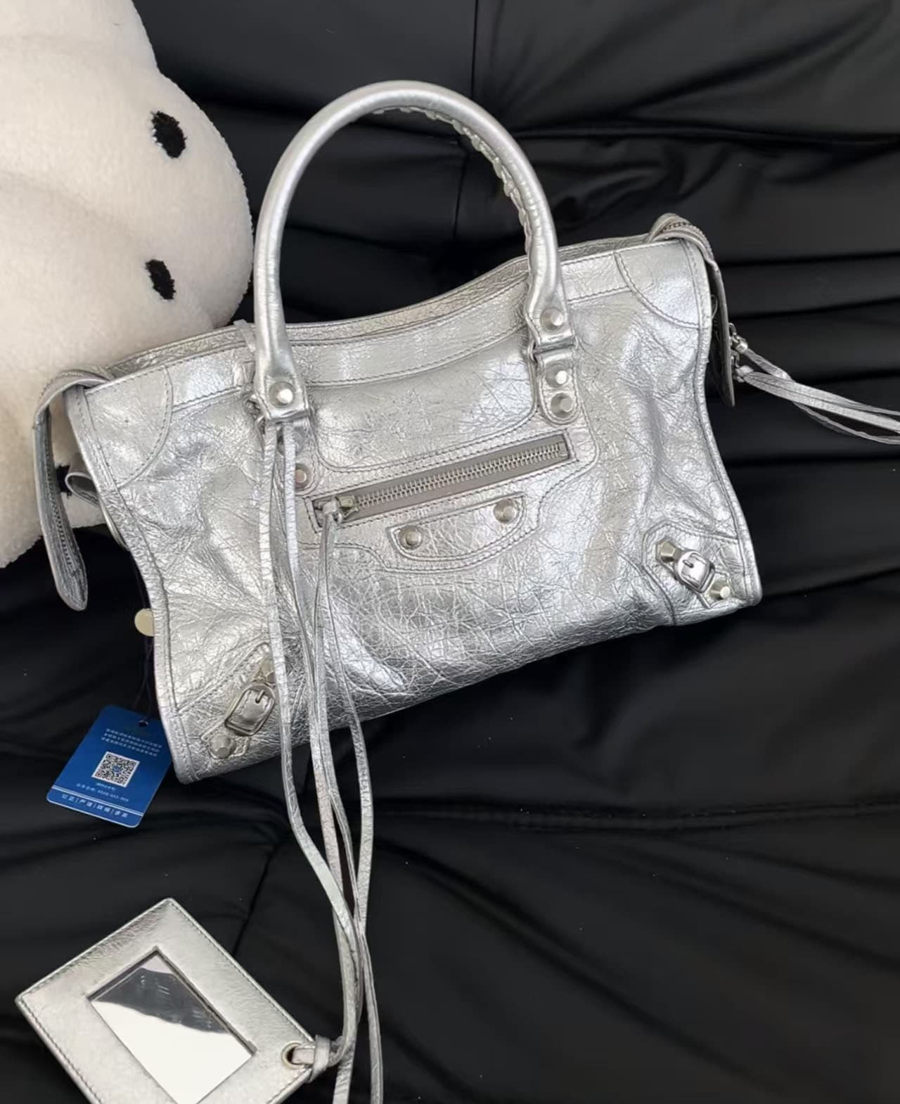 25 New B Brand Le City Women's Bag Motorcycle Bag Cool Edgy Girl Vintage Studded Bag Waxed Leather Handbag Crossbody Bag