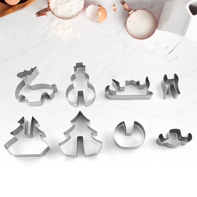 Stainless Steel Christmas Tree Cookie Cutter 8-Piece Set 3D Cookie Mold Halloween Cookie Mold Set