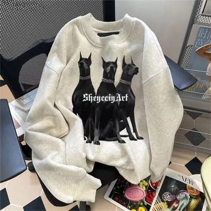 Pure Cotton Heavyweight American Style Autumn New Small Batch Design Sense Ins Style Fleece-lined Round Neck Couples' Trendy Brand Sweatshirt Men's