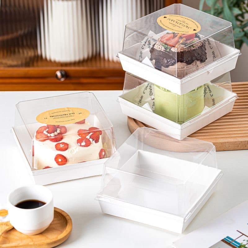4 Inch Cake Packaging Box Lasagna Mousse Basque Packing Box Anti-Fog Plus High Box Baking Dessert Sandwich Box