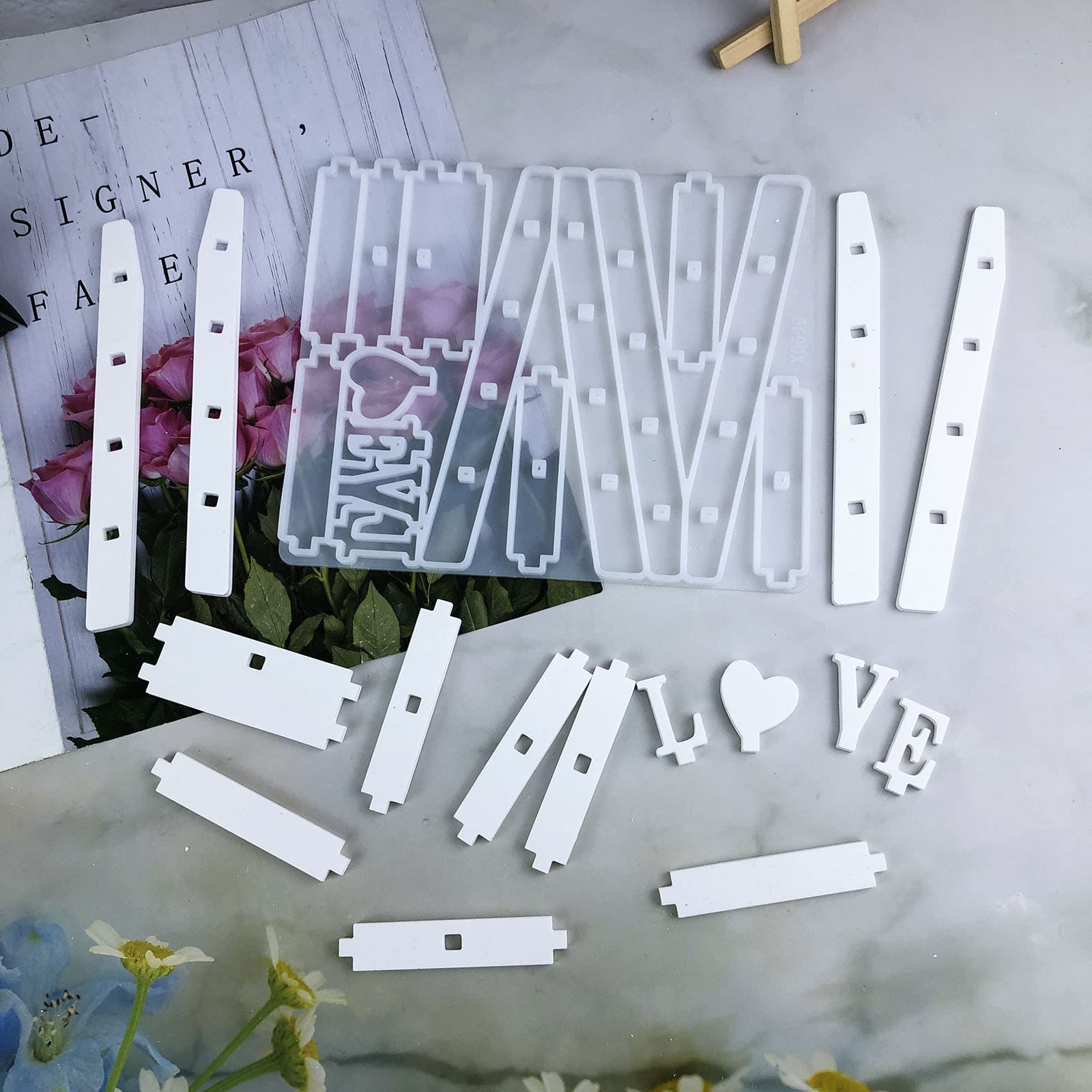 X0699 LOVE Ladder Ornament Decorative Cement Plaster Mold DIY Silicone Mold