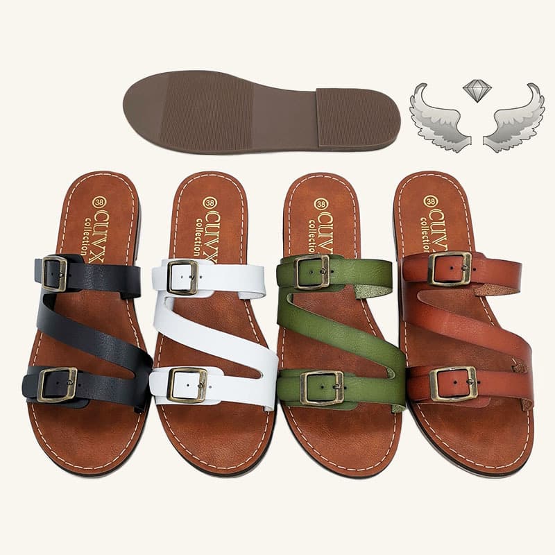 Cross-border foreign trade fashion buckle flat ladies slippers new style outer slippers Ladies slippers