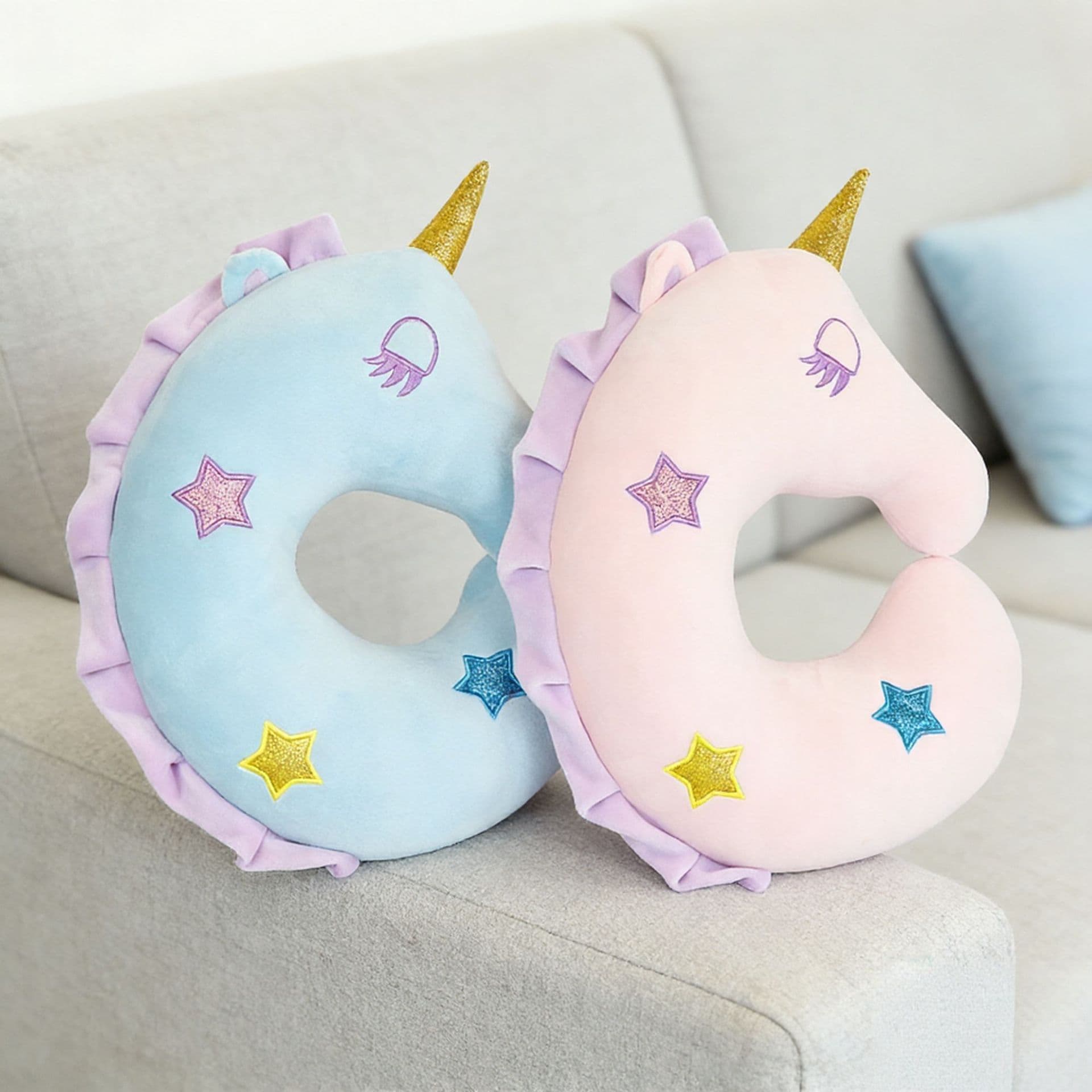 Cross-border Cartoon Unicorn U-shaped Neck Pillow for Airplane Car Travel Office Cervical Pillow Memory Foam