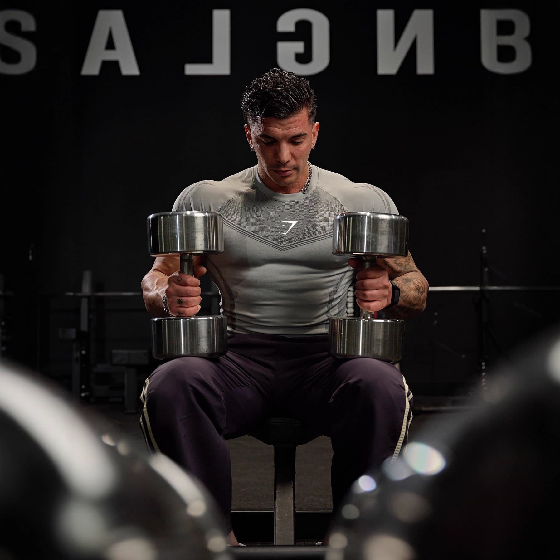 GYMSHARK Summer New Men's Tight T-Shirt Jogger Sports Fitness Running Training Quick-Dry Short Sleeve