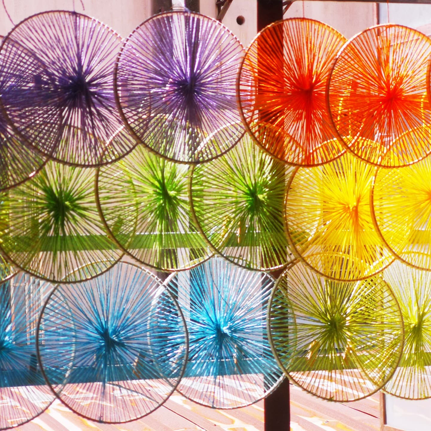 Kindergarten Corridor Passage Environmental Creation Hanging Ornaments, Bamboo Circle Flower Decorations, Shop Window Wedding Background Wall Ring Hanging Ornaments