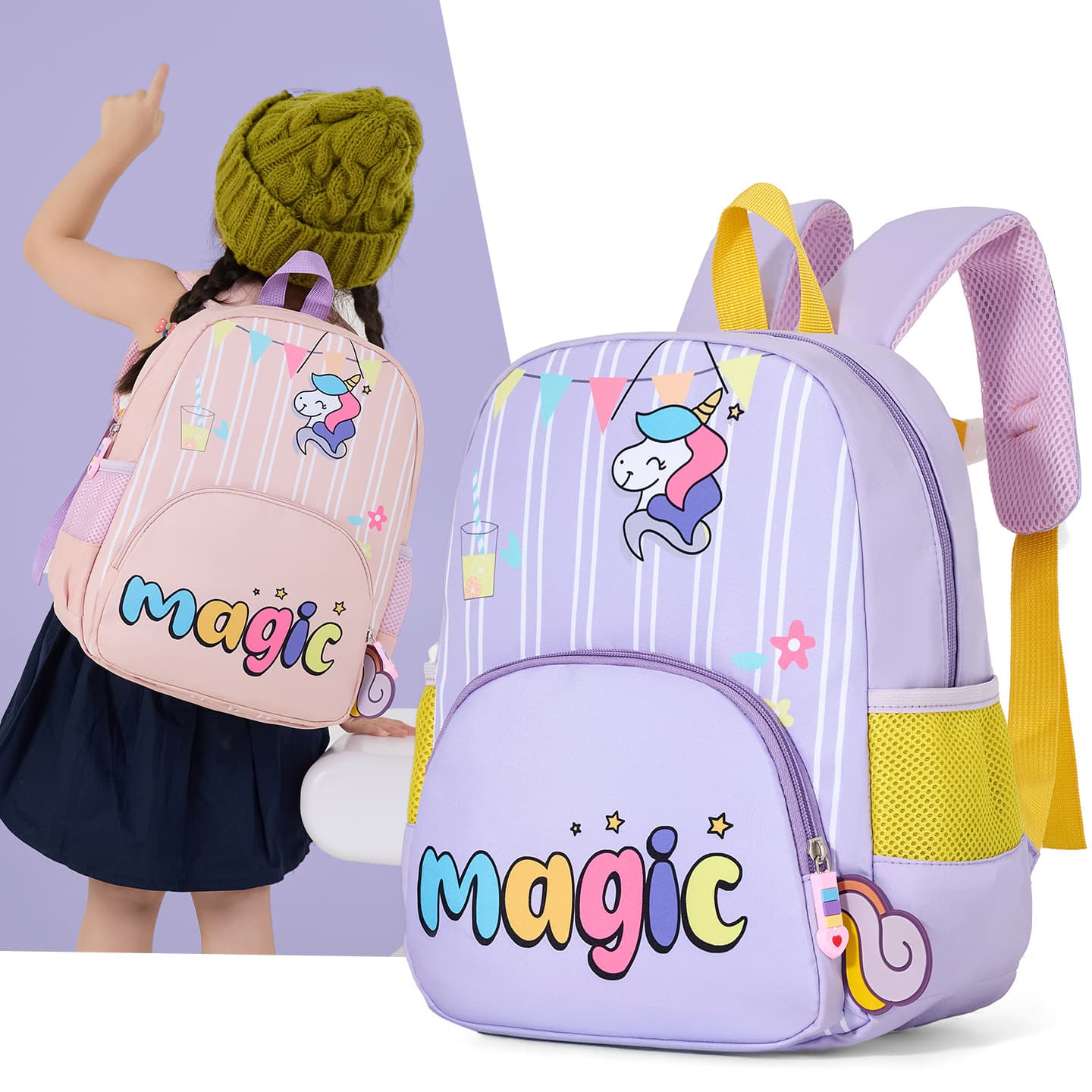 Cute Cartoon Kindergarten Boys and Girls Backpack Lightweight School Bag for Kids Travel