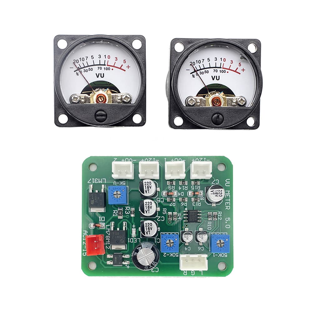 2PCS VU Meter Preamp Driver Board Amplifier Audio Power Meter Tube Amp Chassis DB Meter with Cable