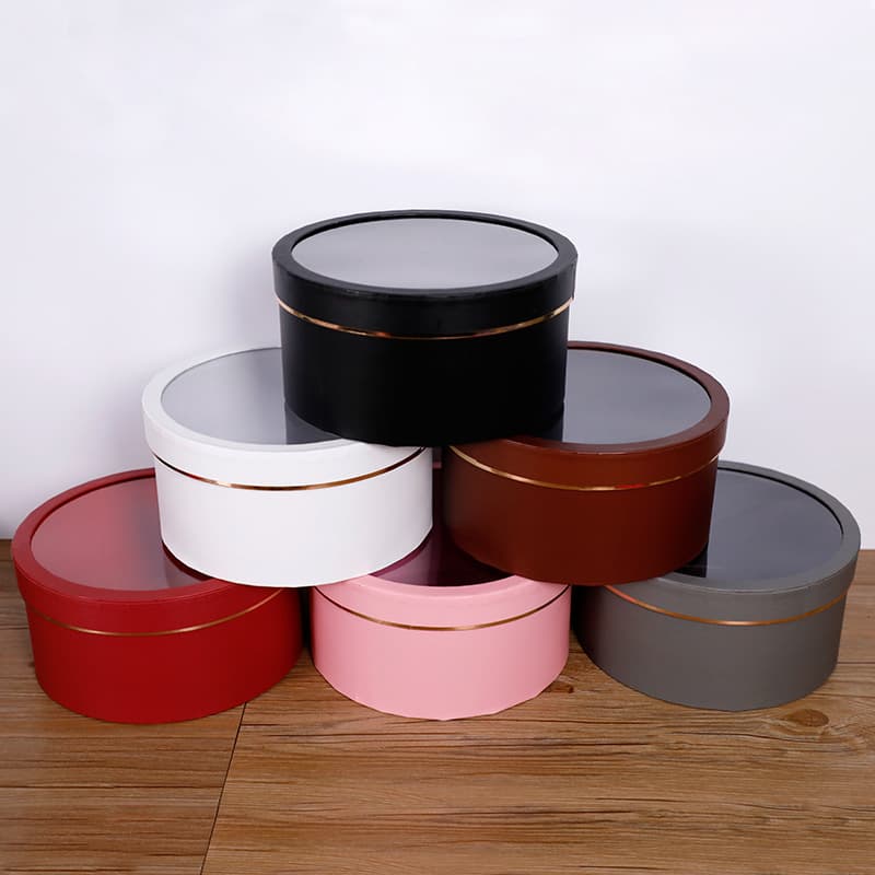 Round Window PVC Flower Gift Box Set for Valentine's Day, Transparent Flower Box Floral Packaging Gift Box, Stock Available