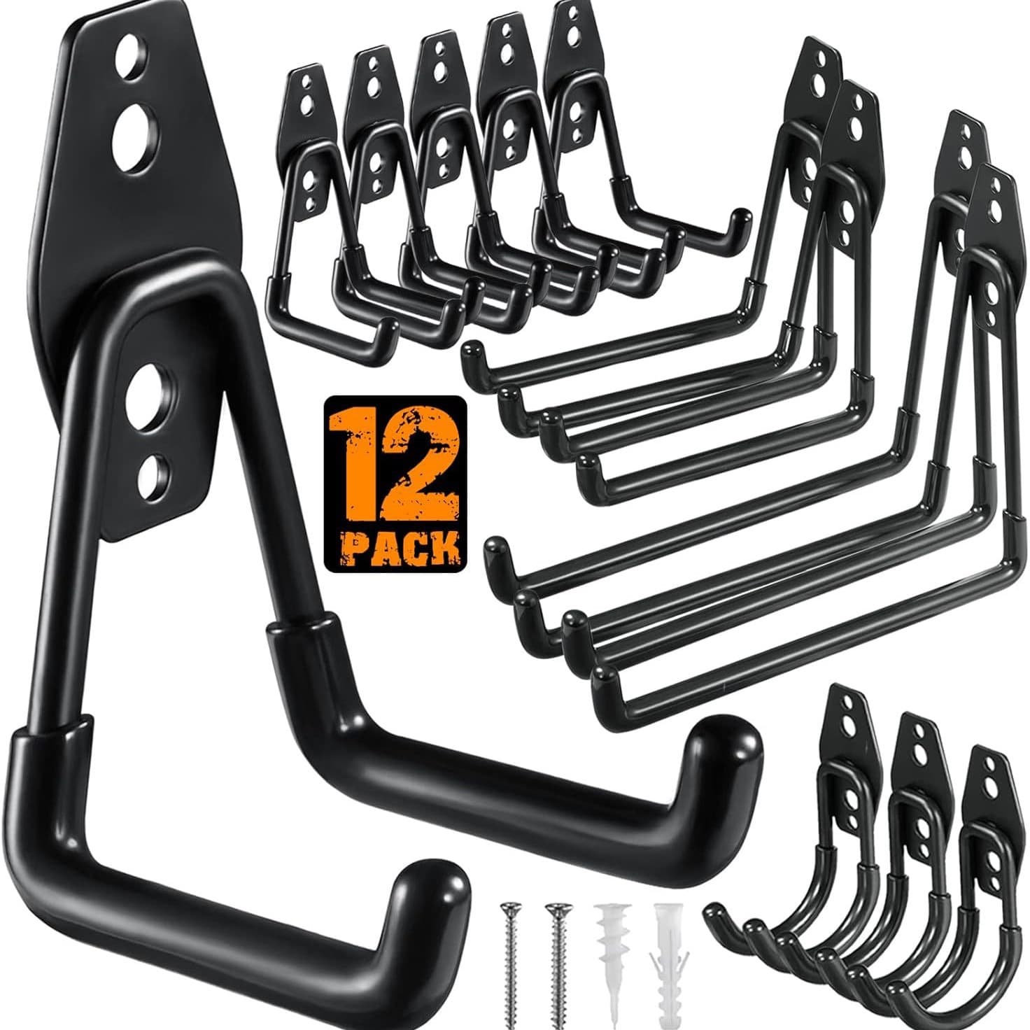 Garage Hook Heavy Duty Utility Metal Non-Slip Coated Wall Mounted Storage Rack Bicycle