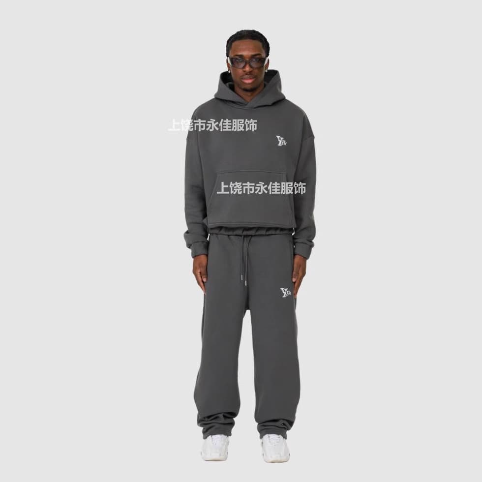 Streetwear BASIC PANTS STONE GREY Hoodie Men's Versatile Casual Long Sleeve Top Hooded Sweatshirt Set
