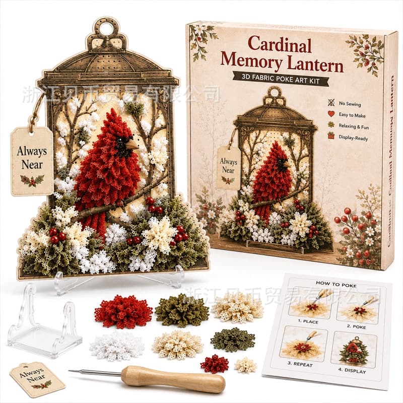 Cross-border new product 3D Fabric Poke Art Memory Lantern Kit stamp painting DIY kit