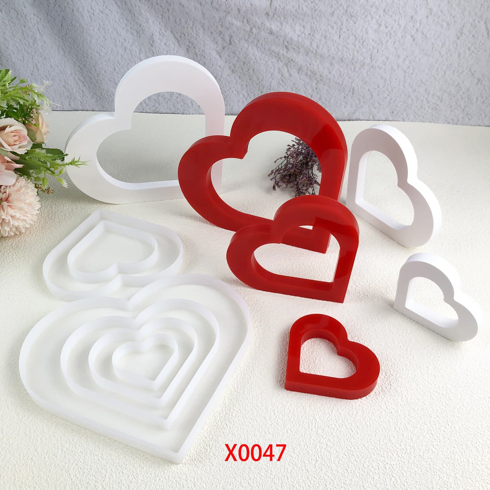 X0047 Five Hollow Heart Ornament Pendant Crystal Epoxy Resin Mold, DIY Ornament Pendant Silicone Mold