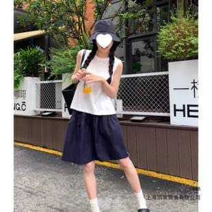 Japanese Casual Elastic Half Skirt 2026 Summer New High Waist College Style Versatile Slimming Navy Blue