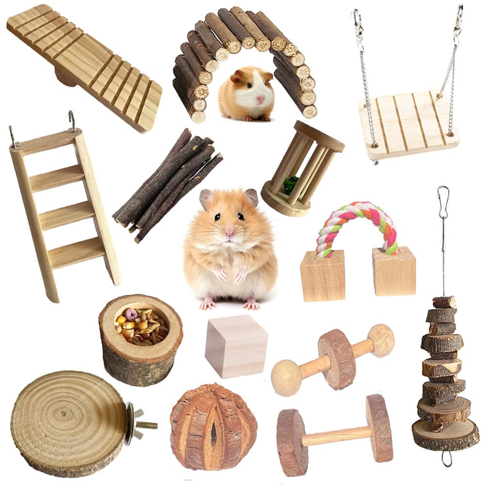 Amazon manufacturer wholesale wooden teething hamster teething toys guinea pig rabbit play accessories pet supplies