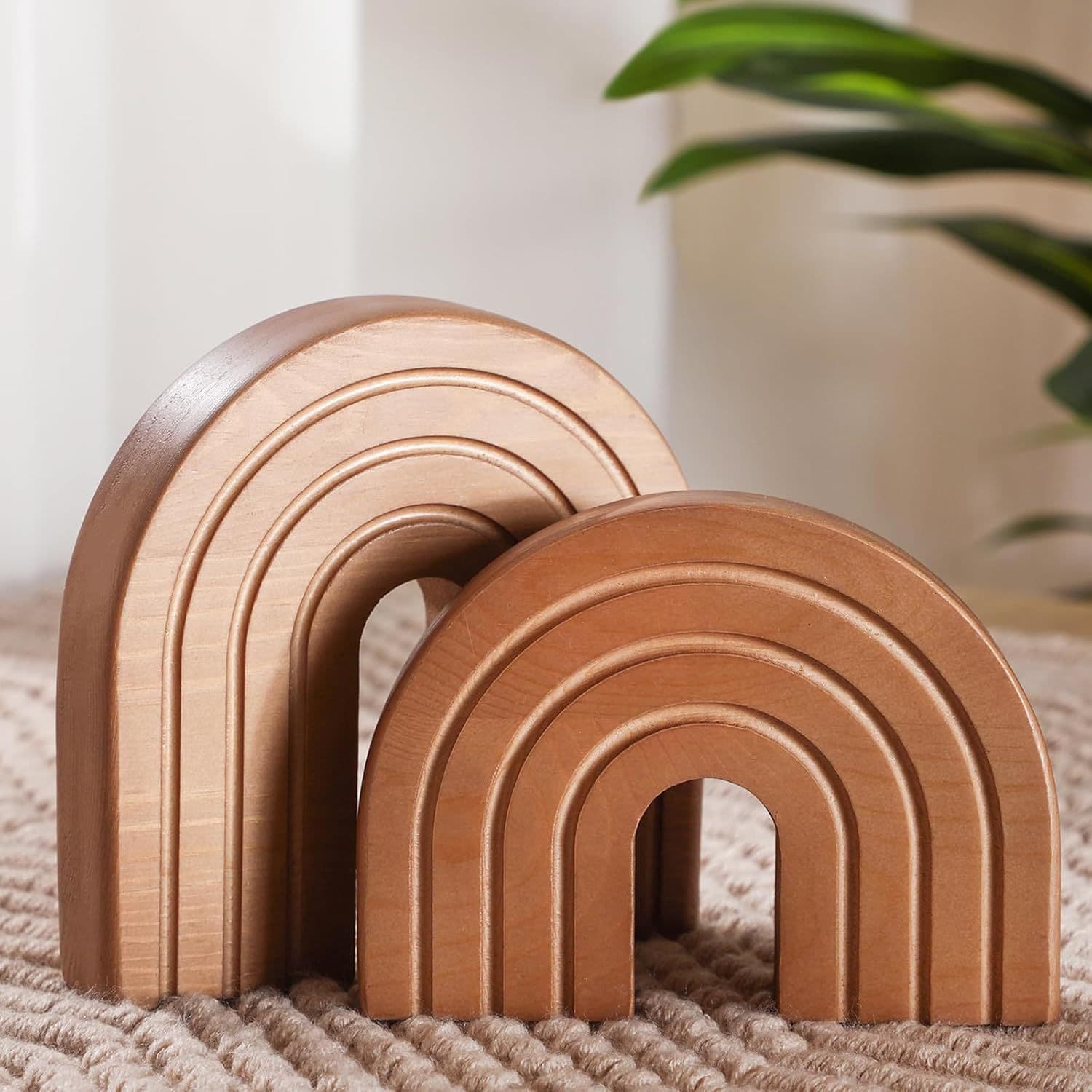 Cross-border Wooden Arch Bookshelf Decoration Bohemian Rainbow Arch Decor Aesthetic Shelf Fireplace Book Stand