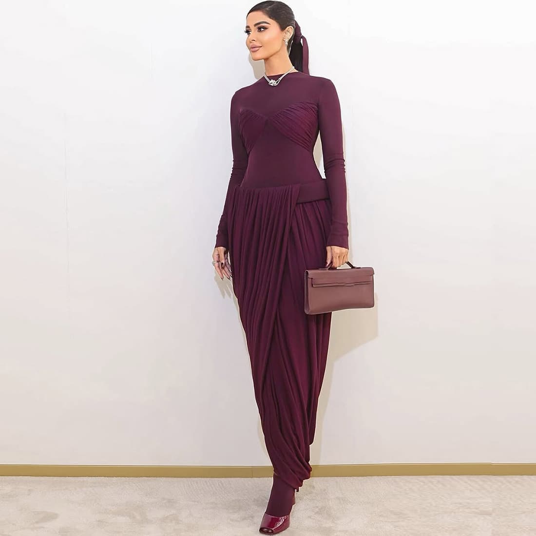 European and American style 2026 autumn cross-border new fashion personality street see-through mesh splicing irregular dress for women
